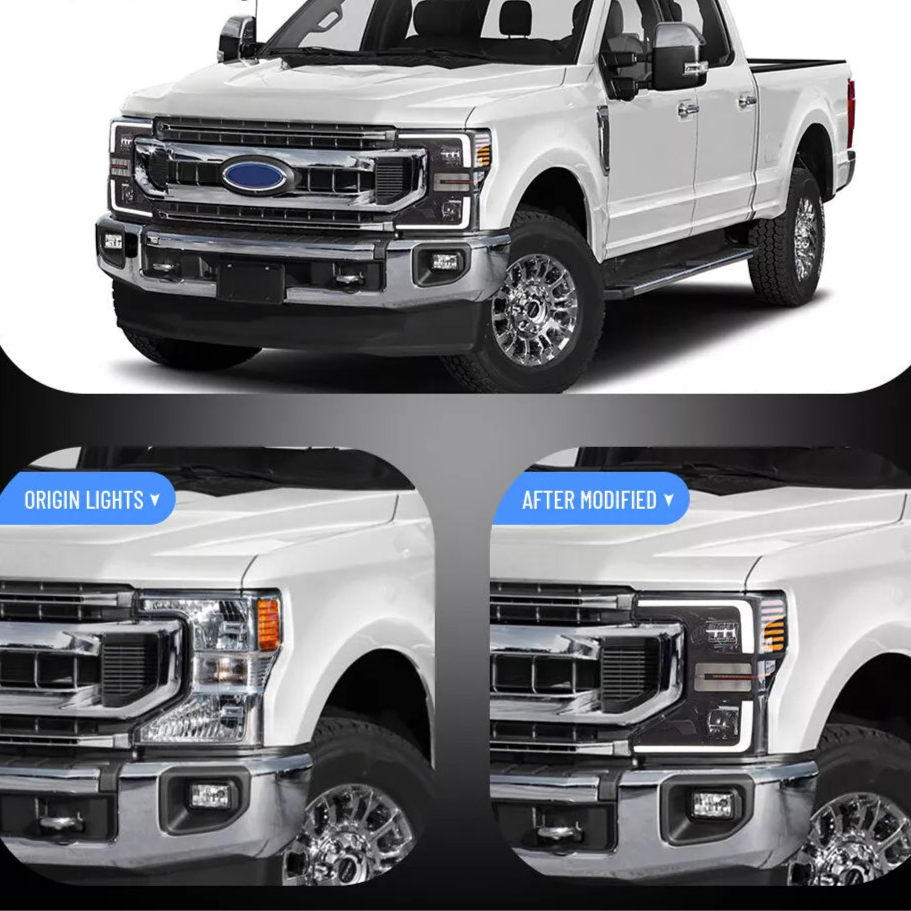 2020-2022 Ford F250 Super Duty Halogen to LED Headlights + Conversion Harness
