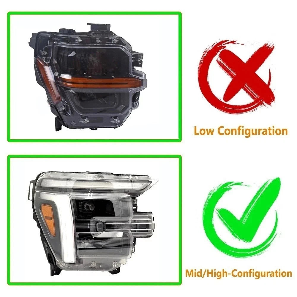 2024-2026 Ford F150 + Raptor White/Amber LED Projector Headlights - AutoLEDTech.com