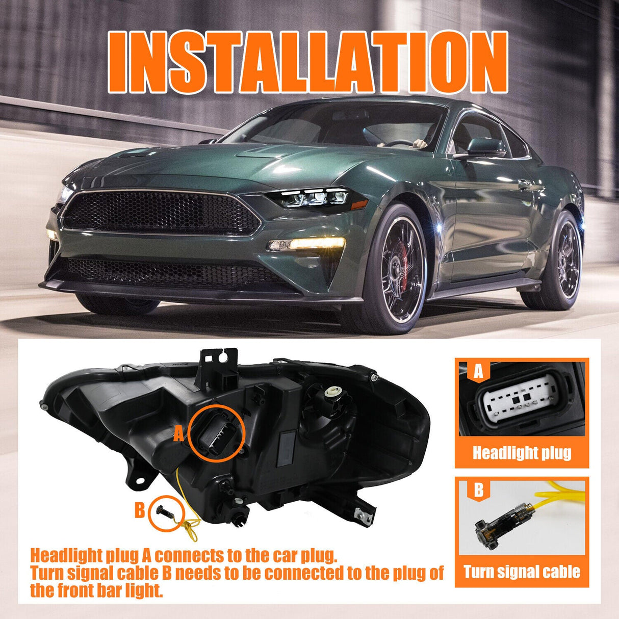 2018-2023 Ford Mustang S650-Style LED DRL Headlights