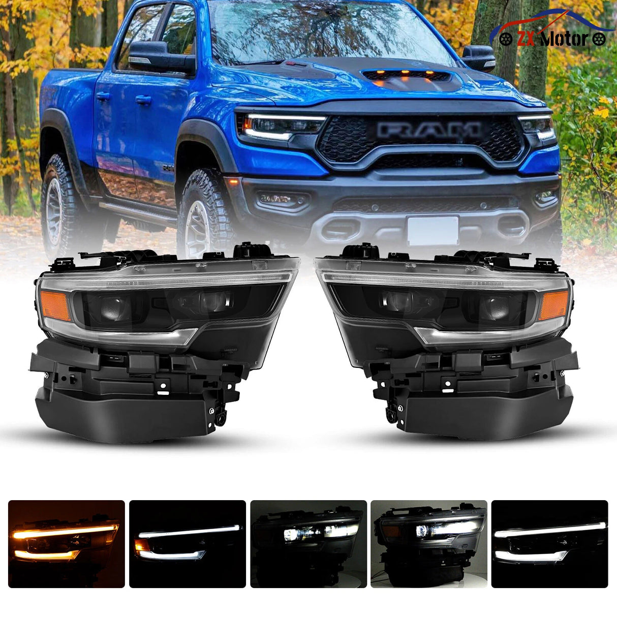 2019-2024 Ram TRX 1500 RGBW Flow Series LED DRL Headlights