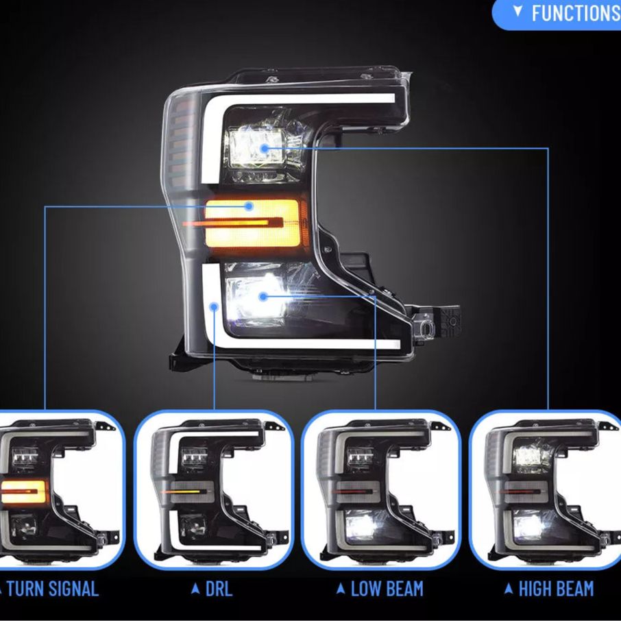 2020-2022 Ford F250 Super Duty Halogen to LED Headlights + Conversion Harness