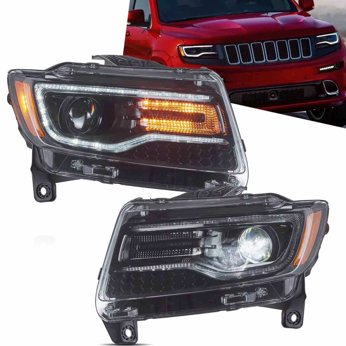 2011-2022 Jeep Grand Cherokee WK2 RGBW Flow Series LED DRL Headlights