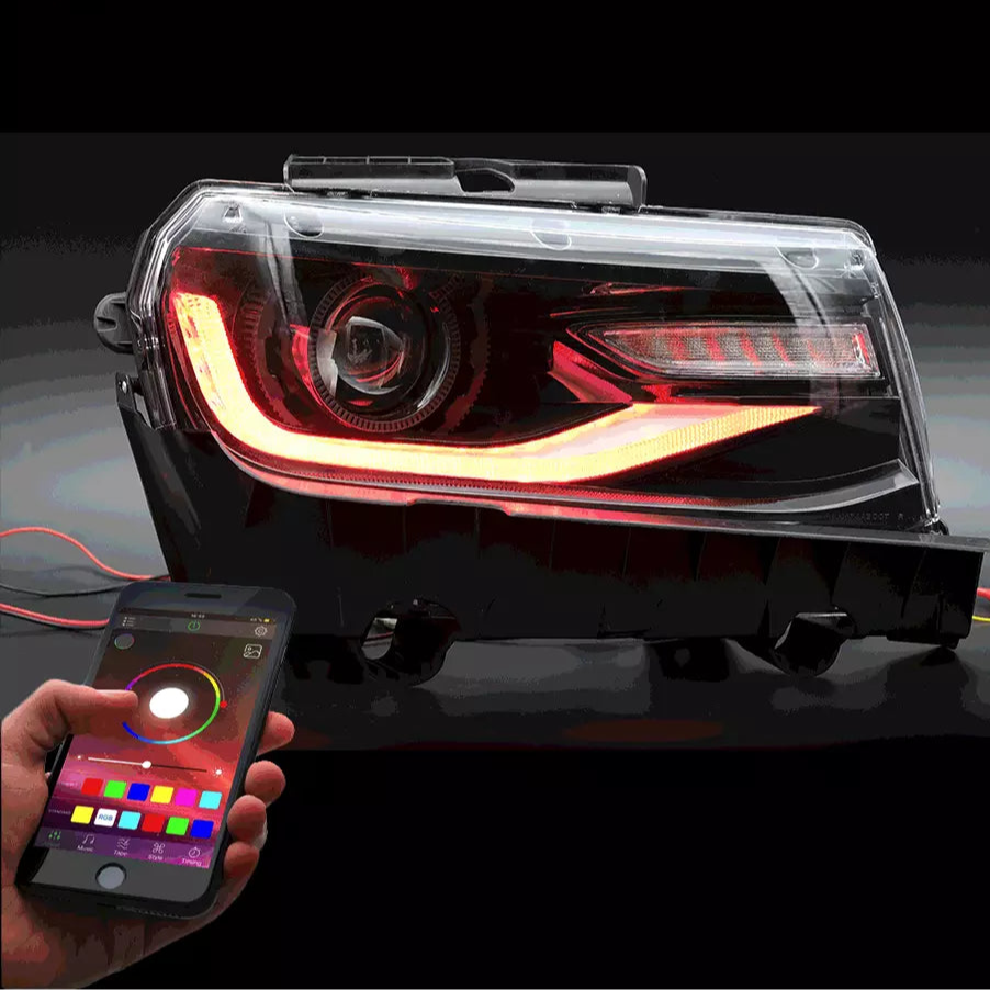 2014-2015 Chevrolet Camaro LED DRL Projector Headlights - 2016+ Style Design