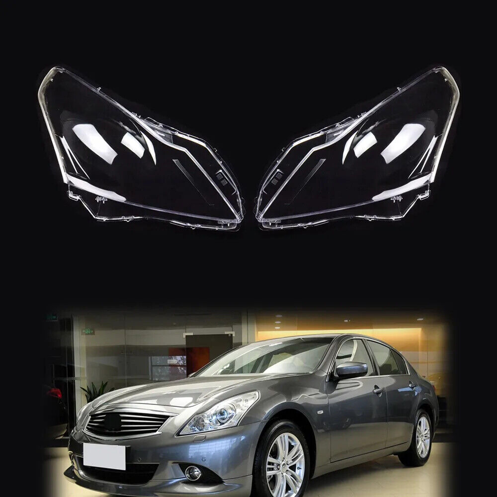2010-2015 Infiniti G37 G25 Q40 Sedan Headlight Lens Covers Left LH Right RH (Pair)