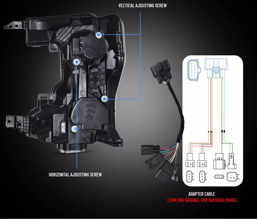 2020-2022 Ford F250 Super Duty Halogen to LED Headlights + Conversion Harness