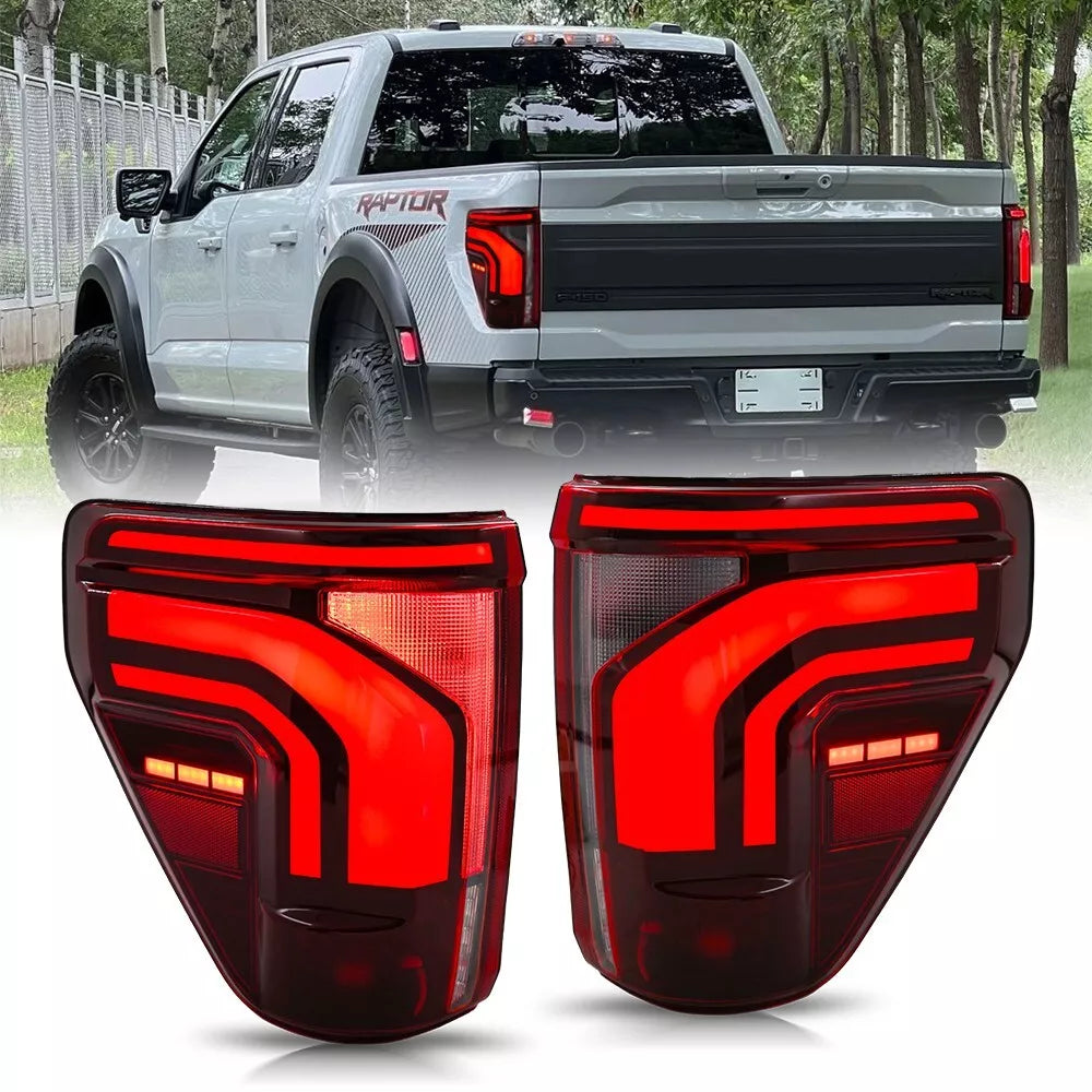 2021-2026 Ford F150 & Raptor Red/Smoked 24+ Style LED Tail Lights - Fits all models