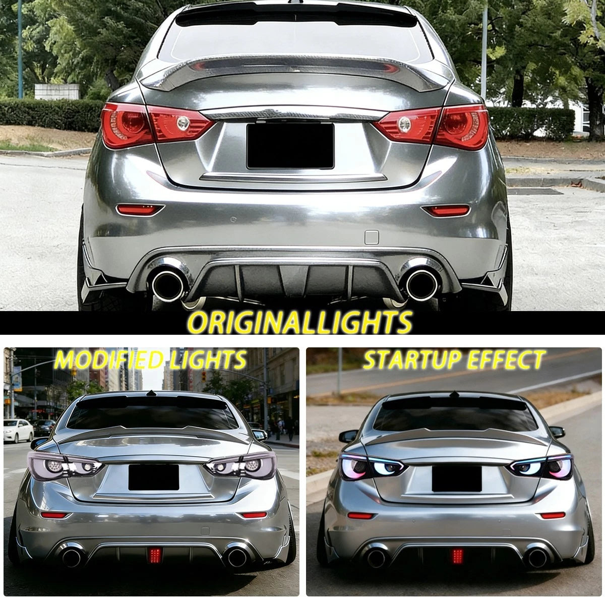 2014-2017 Infiniti Q50 Clear RGB Flow LED Tail Lights - AutoLEDTech.com