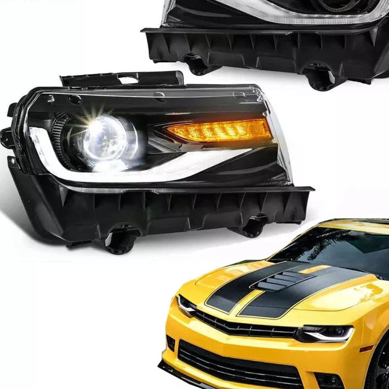 2014-2015 Chevrolet Camaro LED DRL Projector Headlights - 2016+ Style Design