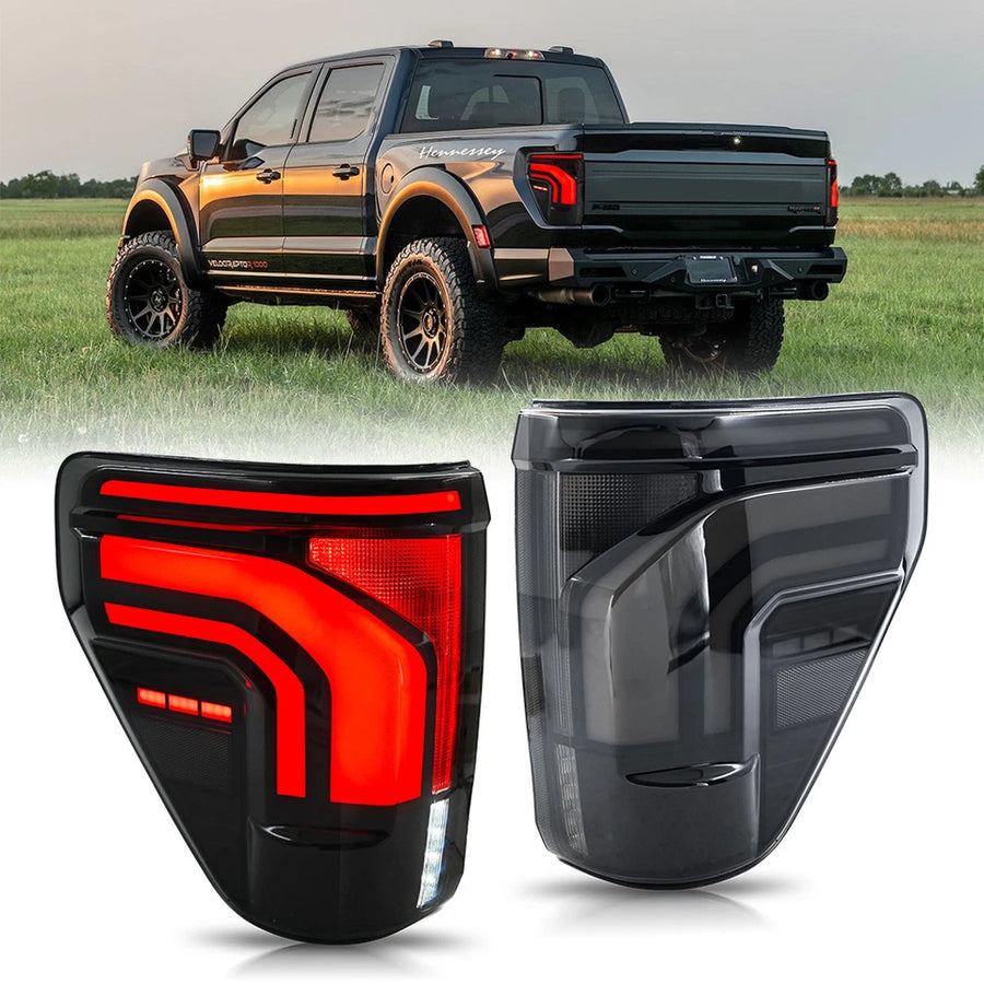 2024-2026 Ford F150 White + Amber LED DRL Projector Headlights (STX XLT XL) - AutoLEDTech.com