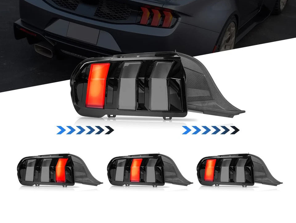 2024-2026+ Ford Mustang S650 RGB Flow Smoked Clear LED Tail Lights - AutoLEDTech.com