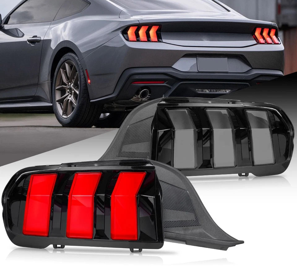2024-2026+ Ford Mustang S650 RGB Flow Smoked Clear LED Tail Lights - AutoLEDTech.com