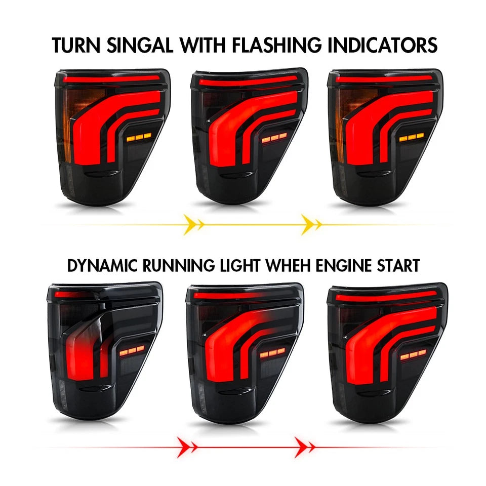 2021-2026 Ford F150 & Raptor Red/Smoked 24+ Style LED Tail Lights - Fits all models