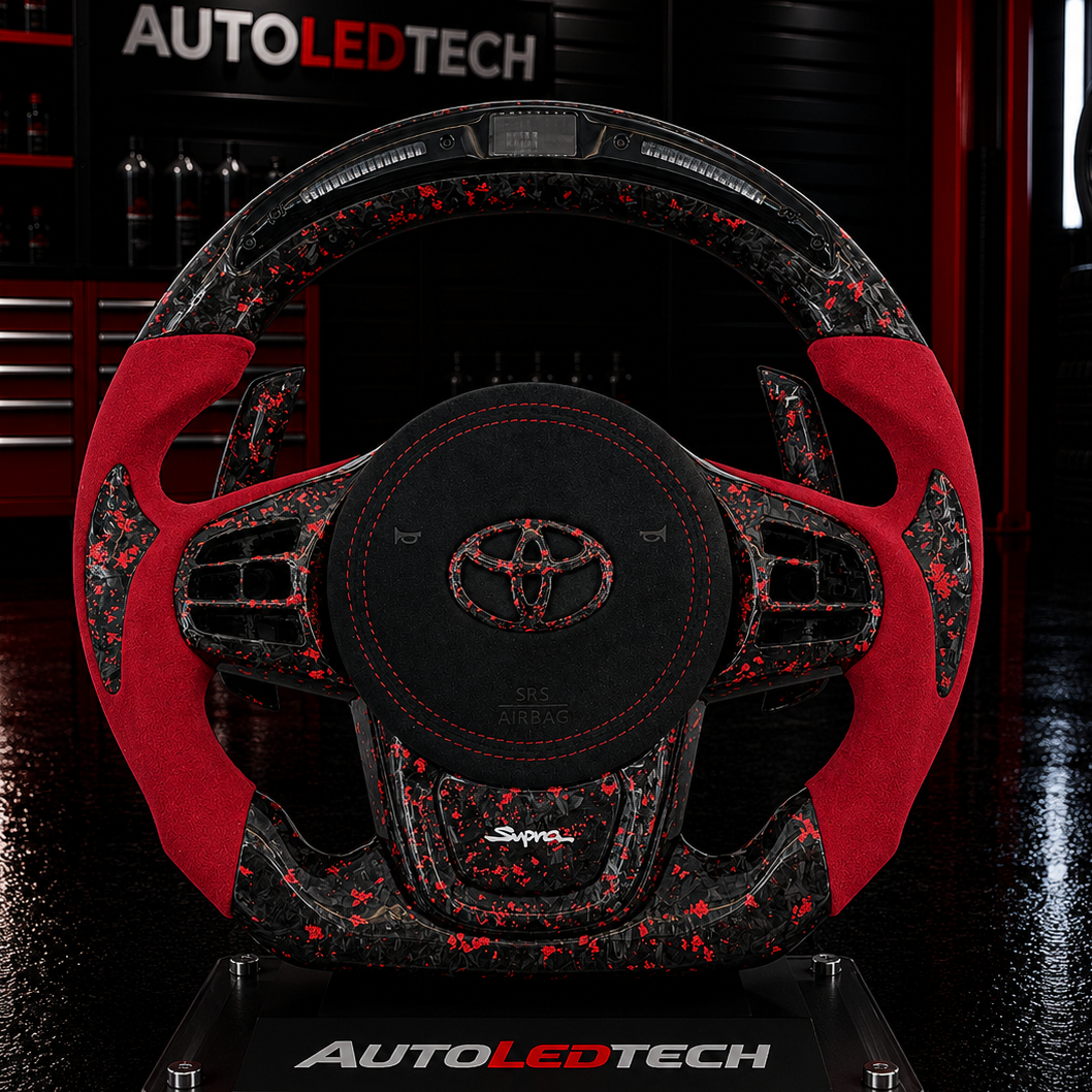 2019-2026+ Toyota Supra Custom Carbon Fiber Steering Wheel - AutoLEDTech.com