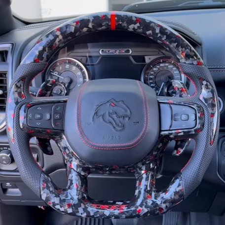 2021-2026+ Ram TRX 1500 Custom Carbon Fiber Steering Wheel - AutoLEDTech.com