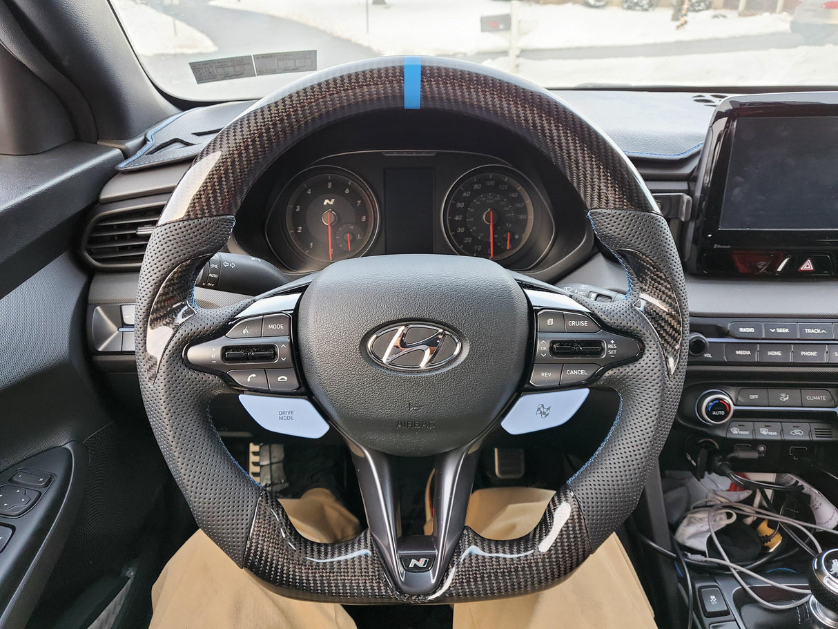 2019-2026+ Hyundai Veloster/Elantra N Custom Carbon Fiber Steering Wheel - AutoLEDTech.com