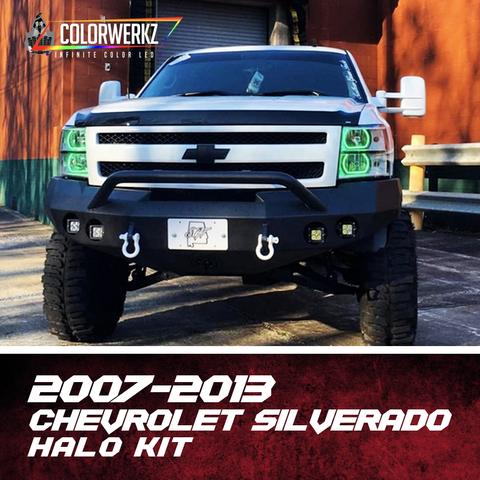 2007-2013 Chevrolet Silverado RGBW Color-Chasing LED Halo Kit LED headlight kit AutoLEDTech Oracle Lighting Trendz Flow Series RGBHaloKits OneUpLighting Morimoto