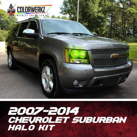 2007-2014 Chevrolet Suburban RGBW Color-Chasing LED Halo Kit LED headlight kit AutoLEDTech Oracle Lighting Trendz Flow Series RGBHaloKits OneUpLighting Morimoto