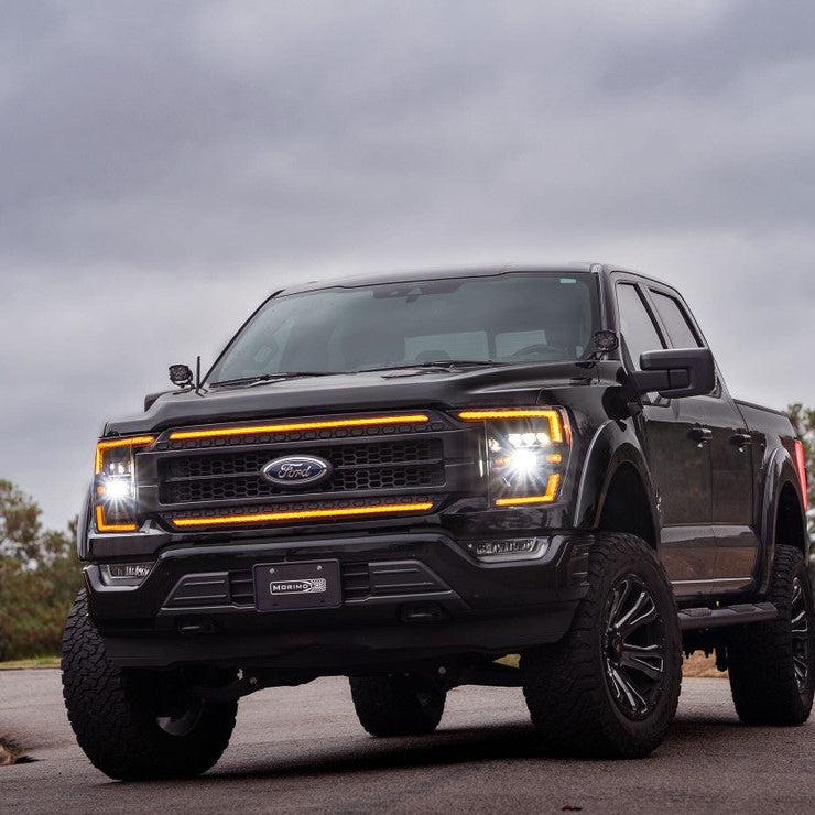 2021-2023+ Ford F-150 Amber LED DRL Projector Replacement Headlights (For Halogen/Reflector Models) LED headlight kit AutoLEDTech Oracle Lighting Trendz Flow Series RGBHaloKits OneUpLighting Morimoto