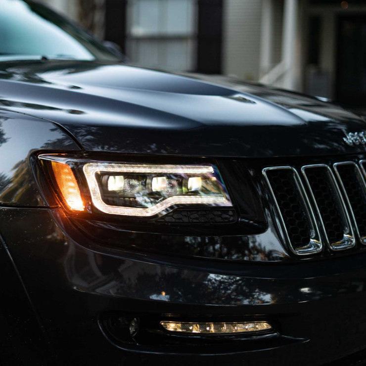 2014-2022 Jeep Grand Cherokee WK2 LED DRL Projector Replacement Headlights - Fits all models LED headlight kit AutoLEDTech Oracle Lighting Trendz Flow Series RGBHaloKits OneUpLighting Morimoto