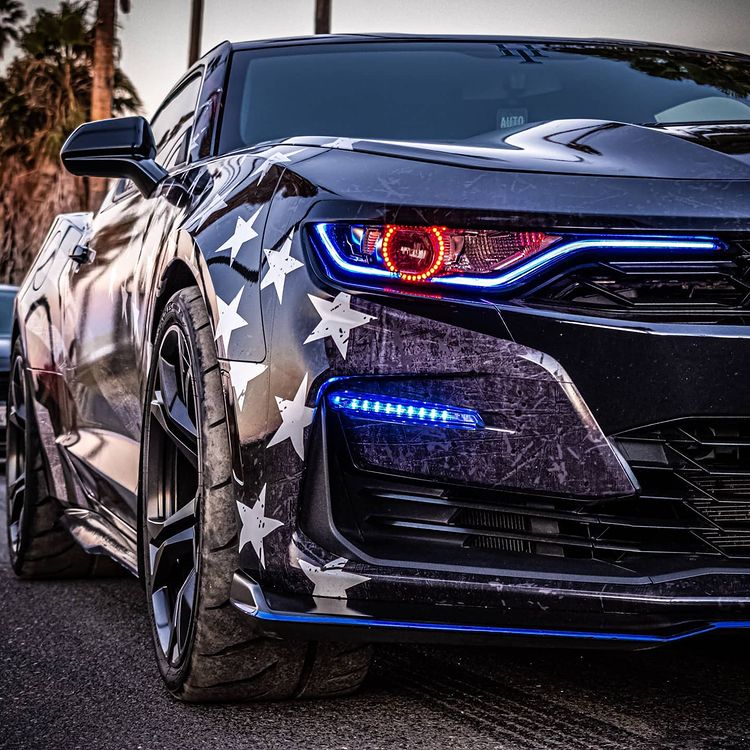 2019-2023 Chevrolet Camaro LT RS SS RGBW LED DRL Prebuilt Headlights & Fog Lights (Color-Changing) LED headlight kit AutoLEDTech Oracle Lighting Trendz Flow Series RGBHaloKits OneUpLighting Morimoto