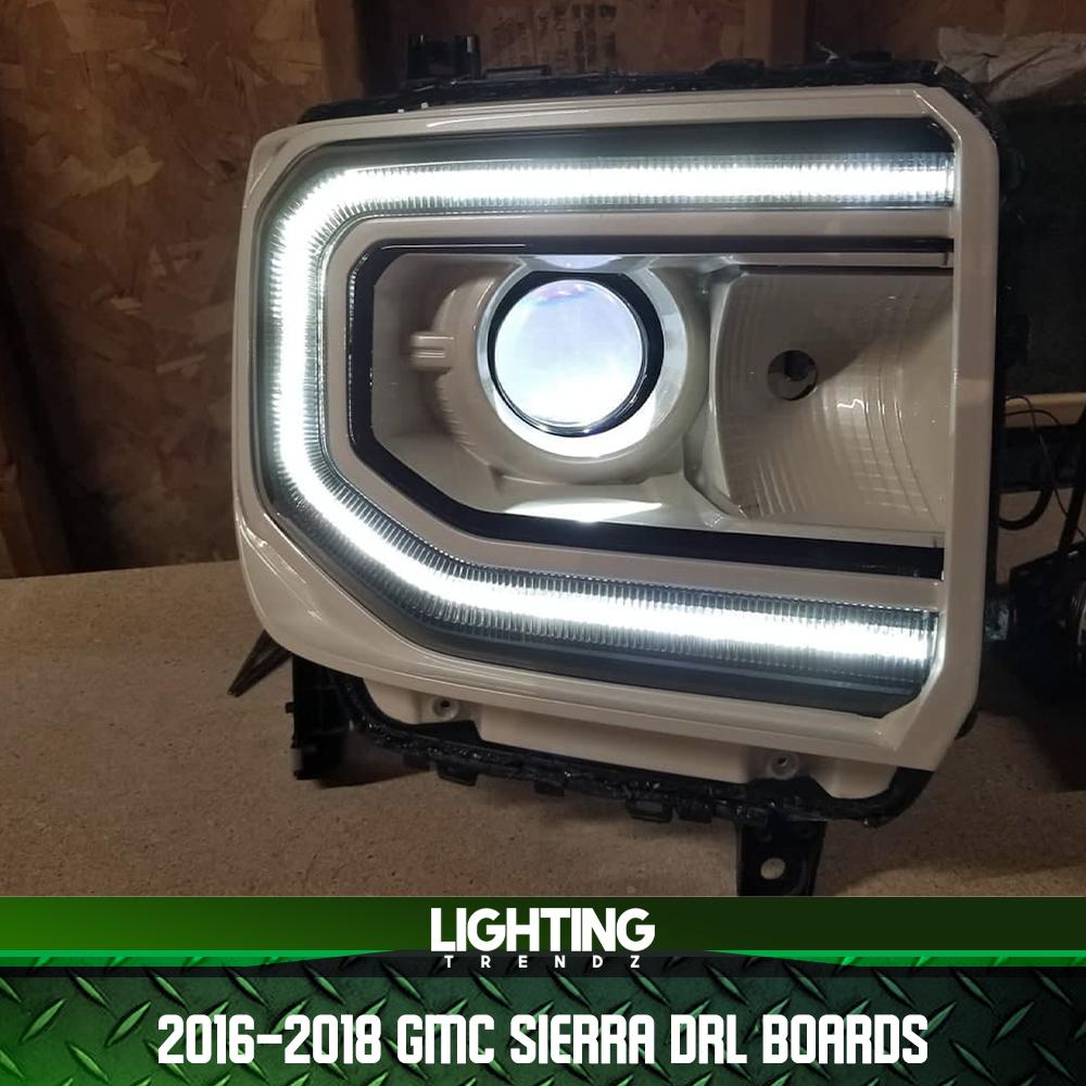 2016-2019 GMC Sierra RGBW Color Chasing LED DRL Boards LED headlight kit AutoLEDTech Oracle Lighting Trendz Flow Series RGBHaloKits OneUpLighting Morimoto