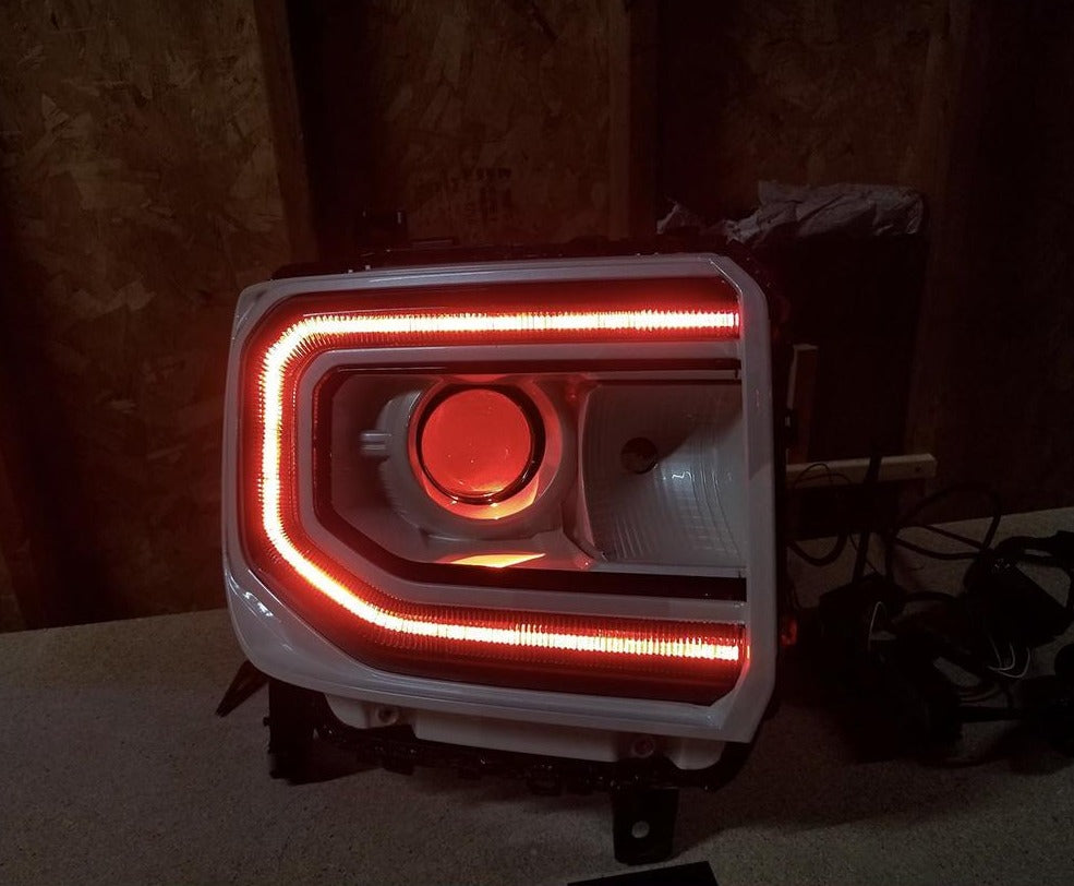 2016-2019 GMC Sierra RGBW Color Chasing LED DRL Boards LED headlight kit AutoLEDTech Oracle Lighting Trendz Flow Series RGBHaloKits OneUpLighting Morimoto