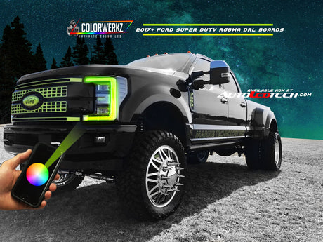 2017-2019 Ford F250 F350 Super Duty RGBW +A LED DRL Boards LED headlight kit AutoLEDTech Oracle Lighting Trendz Flow Series RGBHaloKits OneUpLighting Morimoto