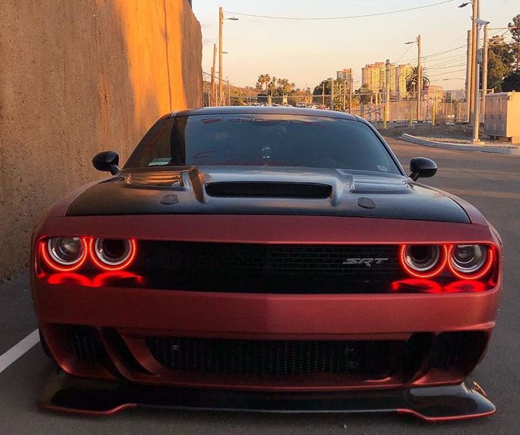 2015-2023 Dodge Challenger WATERPROOF RGBW Color-Chasing Exterior Halo Kit (Flow Series) LED headlight kit AutoLEDTech Oracle Lighting Trendz Flow Series RGBHaloKits OneUpLighting Morimoto
