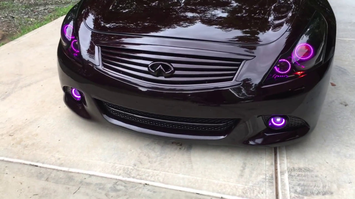 2008-2015 Infiniti G37/Q60 Coupe RGBW Color-Chasing LED Halo Prebuilt Headlights (Flow Series) LED headlight kit AutoLEDTech Oracle Lighting Trendz Flow Series RGBHaloKits OneUpLighting Morimoto
