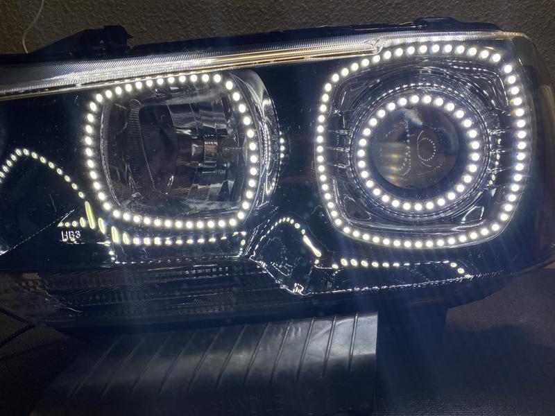 2011-2014 Dodge Charger RGBW Color-Chasing LED Halo Kit LED headlight kit AutoLEDTech Oracle Lighting Trendz Flow Series RGBHaloKits OneUpLighting Morimoto