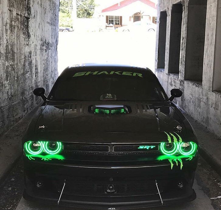 2015-2023 Dodge Challenger WATERPROOF RGBW Color-Chasing Exterior Halo Kit (Flow Series) LED headlight kit AutoLEDTech Oracle Lighting Trendz Flow Series RGBHaloKits OneUpLighting Morimoto