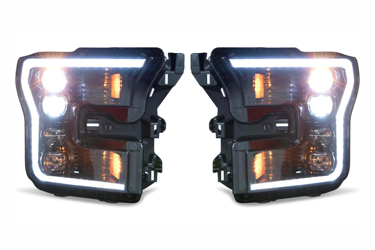 2016-2020 Ford Raptor & F150 White or Amber LED DRL Projector Headlight Assemblies LED headlight kit AutoLEDTech Oracle Lighting Trendz Flow Series RGBHaloKits OneUpLighting Morimoto