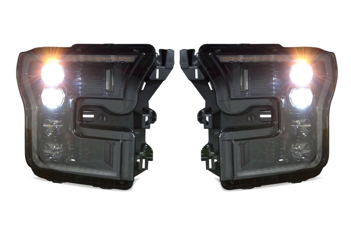 2016-2020 Ford Raptor & F150 White or Amber LED DRL Projector Headlight Assemblies LED headlight kit AutoLEDTech Oracle Lighting Trendz Flow Series RGBHaloKits OneUpLighting Morimoto