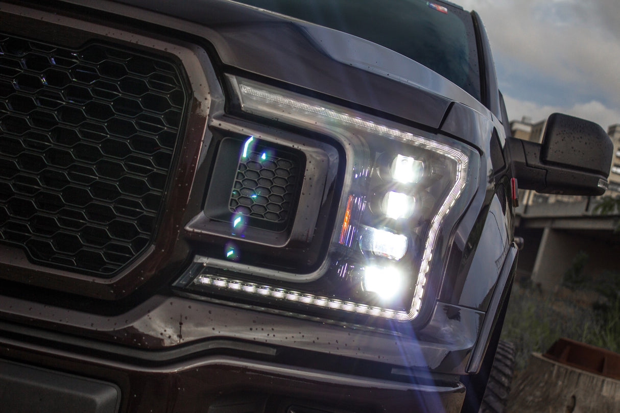 2018-2020 Ford F150 WHITE LED DRL Projector Headlights LED headlight kit AutoLEDTech Oracle Lighting Trendz Flow Series RGBHaloKits OneUpLighting Morimoto