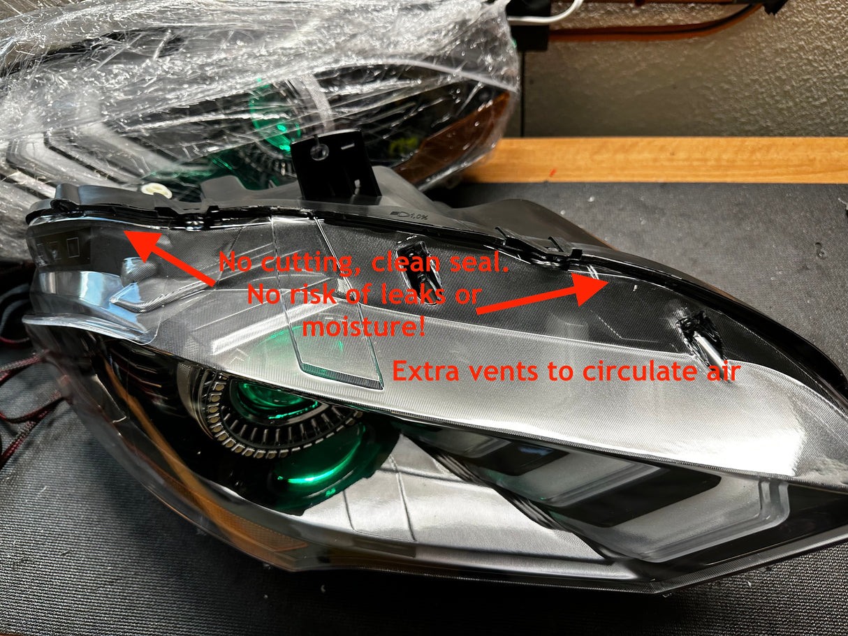 2018-2023 Ford Mustang RGBW Flow Series LED DRL Halo Headlights - AutoLEDTech.com