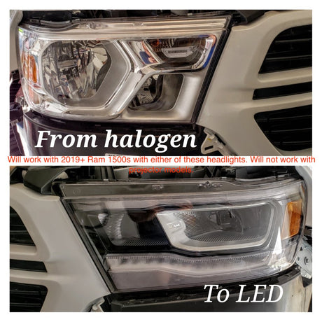 2019-2023 Ram 1500 LED DRL Projector Replacement Headlights LED headlight kit AutoLEDTech Oracle Lighting Trendz Flow Series RGBHaloKits OneUpLighting Morimoto