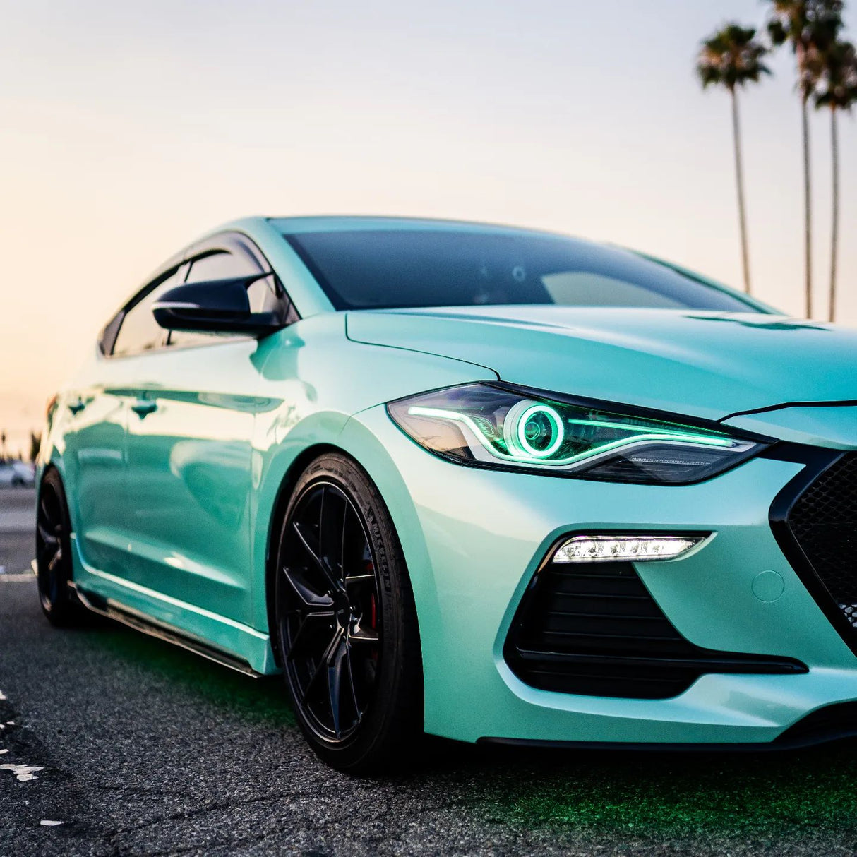 2016-2018 Hyundai Elantra Sport RGBW Color-Chasing LED Halo & DRL Tube Kit LED headlight kit AutoLEDTech Oracle Lighting Trendz Flow Series RGBHaloKits OneUpLighting Morimoto