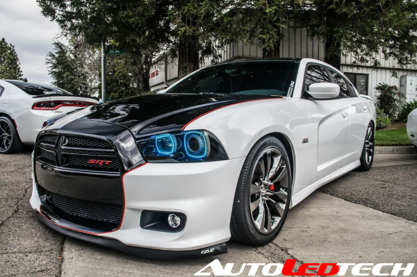 2011-2014 Dodge Charger RGBW Color-Chasing LED Halo Kit LED headlight kit AutoLEDTech Oracle Lighting Trendz Flow Series RGBHaloKits OneUpLighting Morimoto