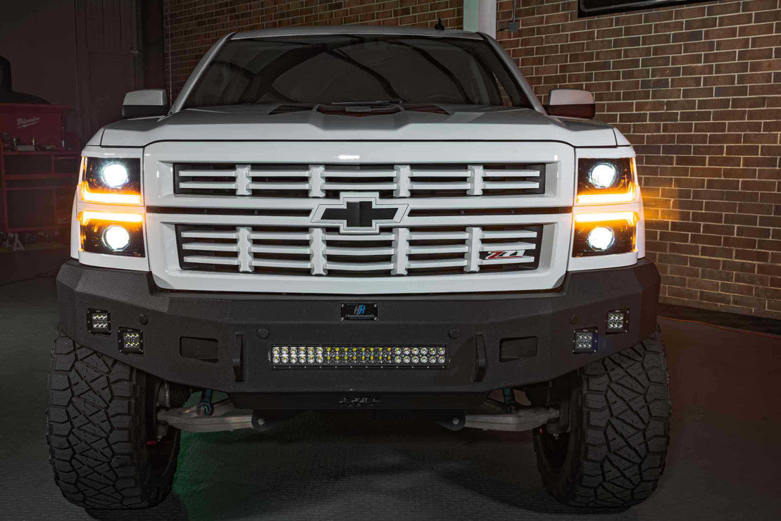 2014-2015 Chevrolet Silverado 1500 LED DRL Projector Replacement Headlights LED headlight kit AutoLEDTech Oracle Lighting Trendz Flow Series RGBHaloKits OneUpLighting Morimoto