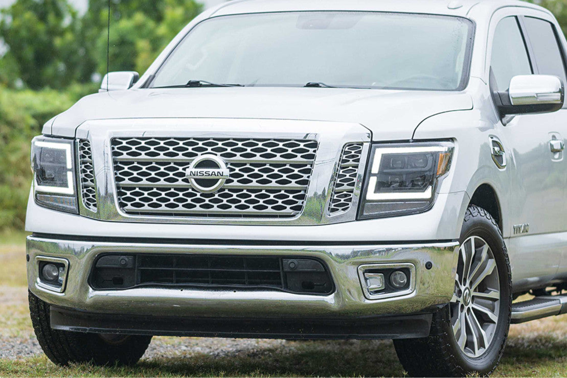 2016-2022 Nissan Titan LED DRL Quad Beam Projector Replacement Headlights LED headlight kit AutoLEDTech Oracle Lighting Trendz Flow Series RGBHaloKits OneUpLighting Morimoto
