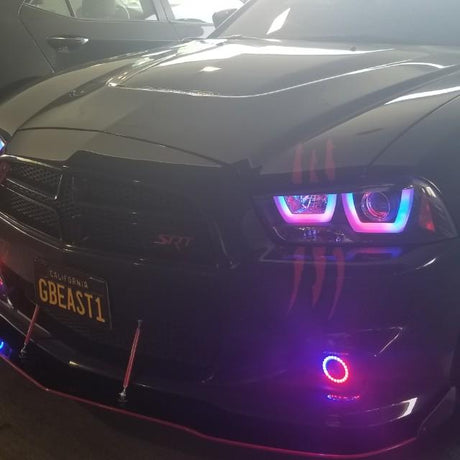 2011-2014 Dodge Charger RGBW Color-Chasing Spec-D LED Halo DRL Headlights (Flow Series) LED headlight kit AutoLEDTech Oracle Lighting Trendz Flow Series RGBHaloKits OneUpLighting Morimoto