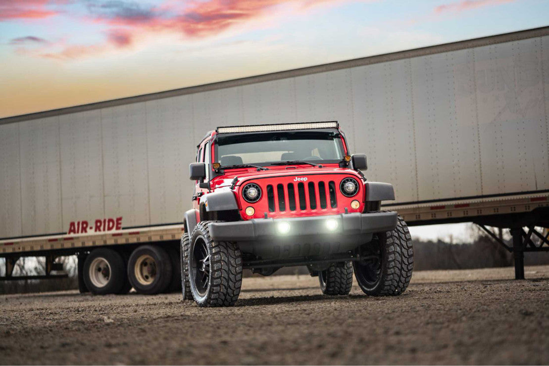 2007-2017 Jeep Wrangler JK 4Banger LED Fog Light Pod Assemblies LED headlight kit AutoLEDTech Oracle Lighting Trendz Flow Series RGBHaloKits OneUpLighting Morimoto