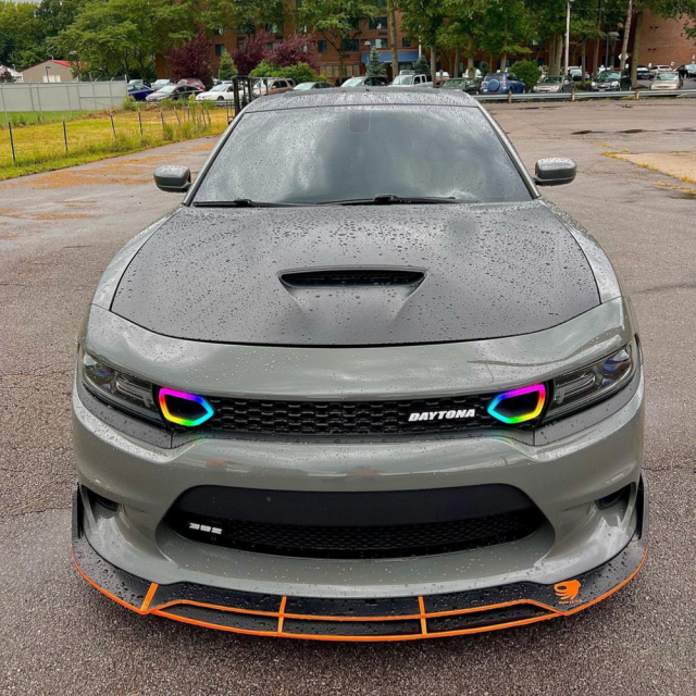 2015-2022 Dodge Charger RGBW Color Chasing LED Illuminated Grill Snorkel Air Intake Light Assembly LED headlight kit AutoLEDTech Oracle Lighting Trendz Flow Series RGBHaloKits OneUpLighting Morimoto