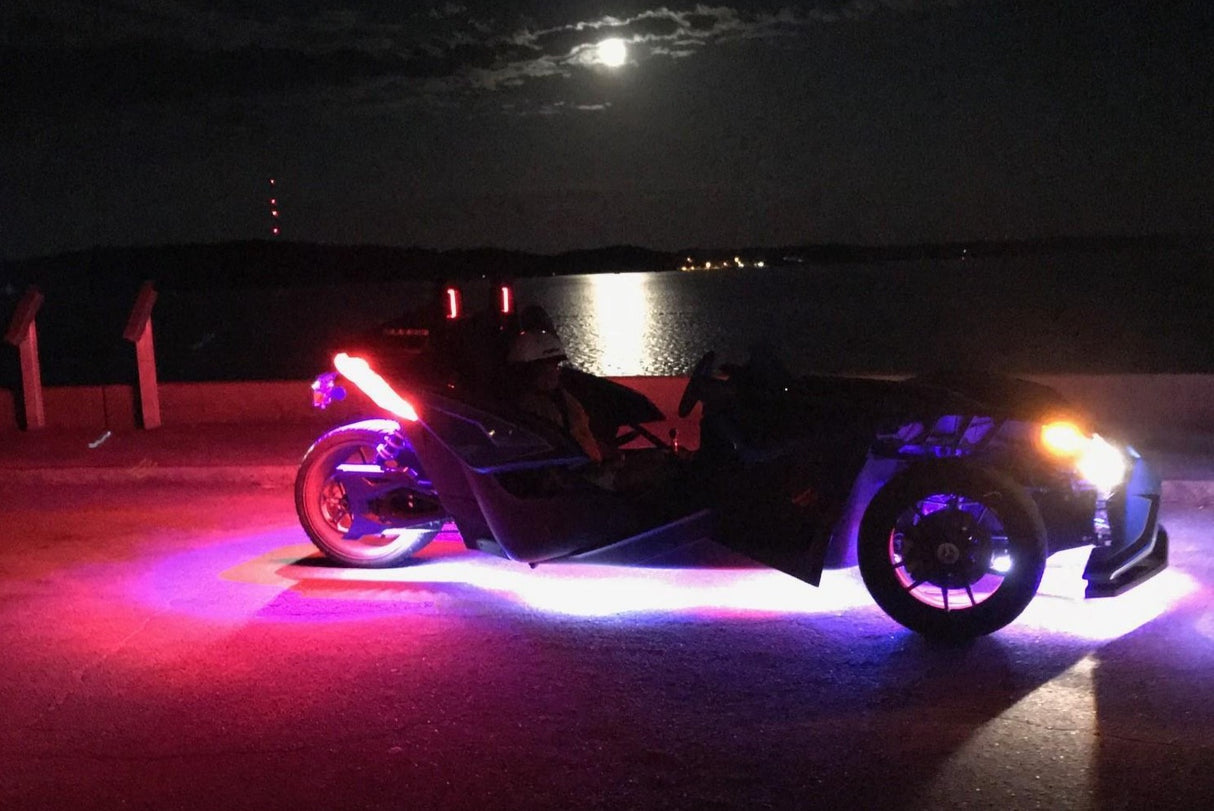 2014-2023 Polaris Slingshot LED Underbody & Front Grill Lights 8-Piece Kit (RGBW|Flow Series) LED headlight kit AutoLEDTech Oracle Lighting Trendz Flow Series RGBHaloKits OneUpLighting Morimoto