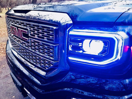 2016-2019 GMC Sierra RGBW Color Chasing LED DRL Boards LED headlight kit AutoLEDTech Oracle Lighting Trendz Flow Series RGBHaloKits OneUpLighting Morimoto