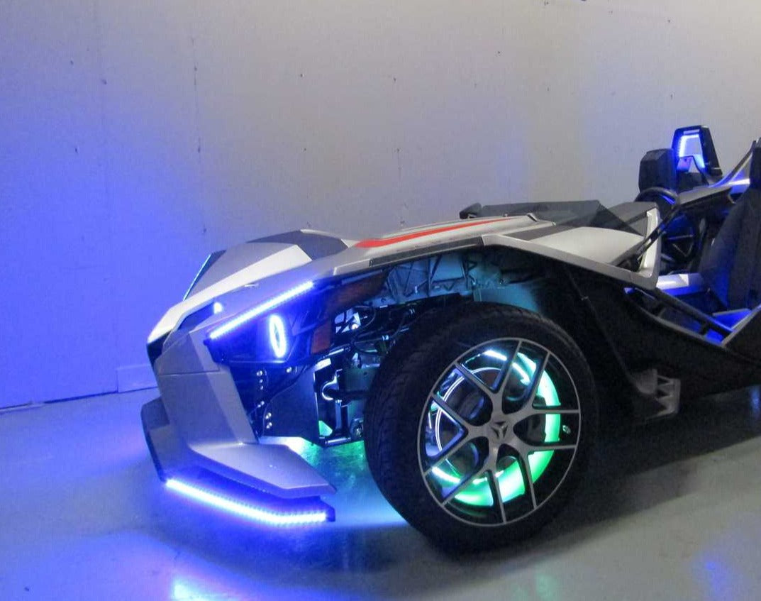 2014-2023 Polaris Slingshot LED Underbody & Front Grill Lights 8-Piece Kit (RGBW|Flow Series) LED headlight kit AutoLEDTech Oracle Lighting Trendz Flow Series RGBHaloKits OneUpLighting Morimoto