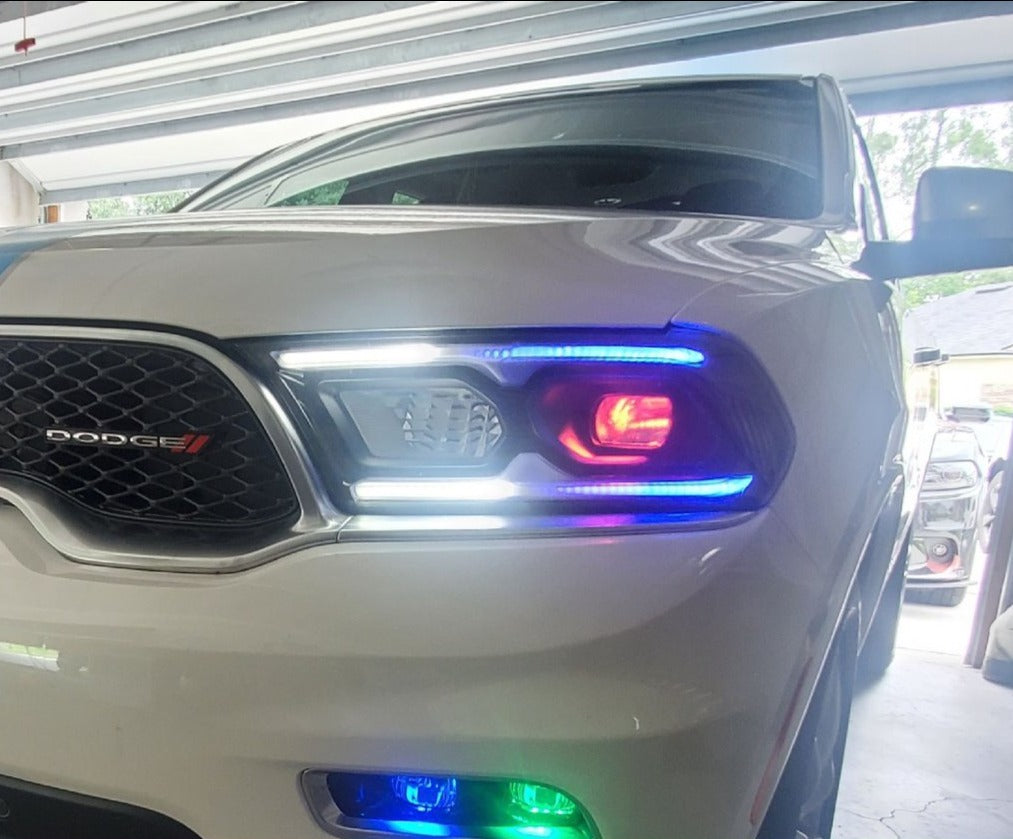 2021-2023 Dodge Durango RGBW Color-Chasing LED DRL Board Tube Kit LED headlight kit AutoLEDTech Oracle Lighting Trendz Flow Series RGBHaloKits OneUpLighting Morimoto