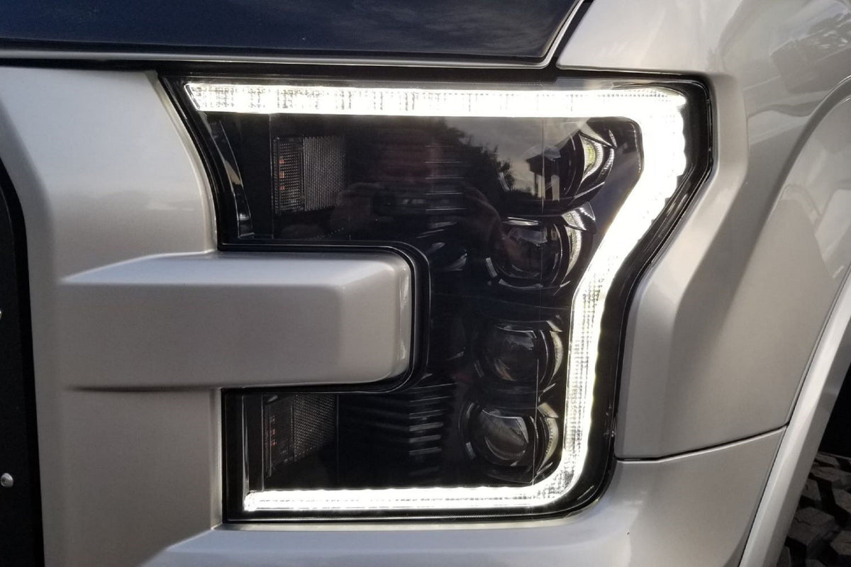 2016-2020 Ford Raptor & F150 White or Amber LED DRL Projector Headlight Assemblies LED headlight kit AutoLEDTech Oracle Lighting Trendz Flow Series RGBHaloKits OneUpLighting Morimoto