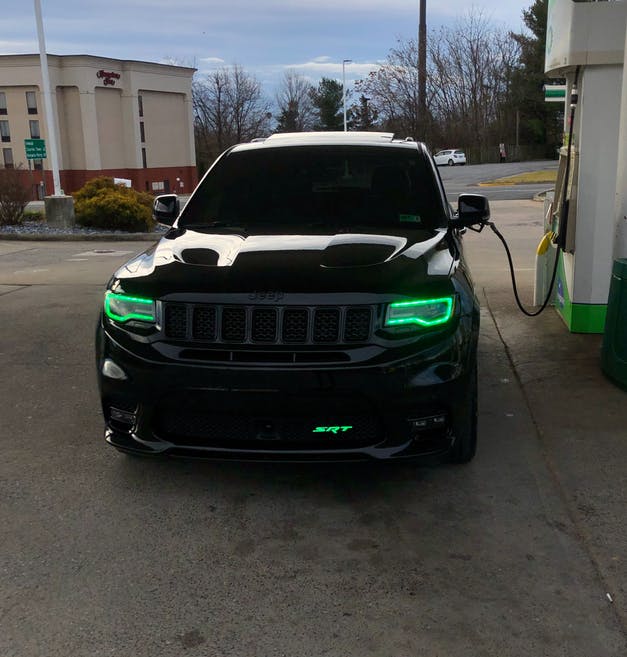 2011-2021 Jeep Grand Cherokee WK2 RGBW Color-Chasing LED DRL Replacement Headlights - Halogen to LED DRL HID Conversion LED headlight kit AutoLEDTech Oracle Lighting Trendz Flow Series RGBHaloKits OneUpLighting Morimoto