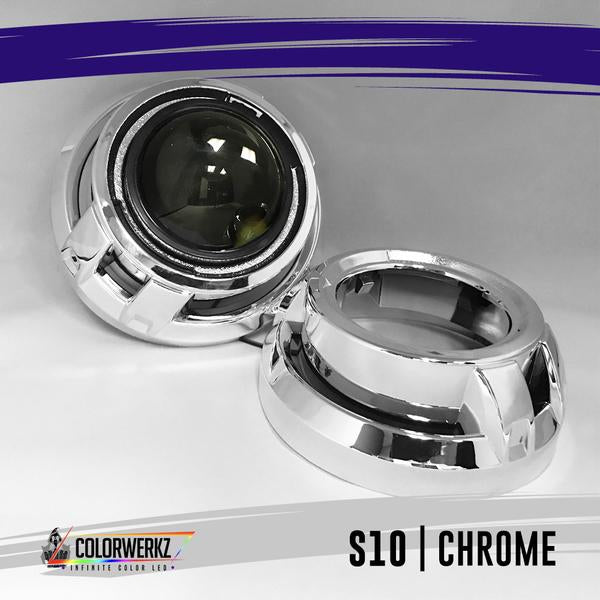 Projector Shrouds (Black/Chrome) LED headlight kit AutoLEDTech Oracle Lighting Trendz Flow Series RGBHaloKits OneUpLighting Morimoto